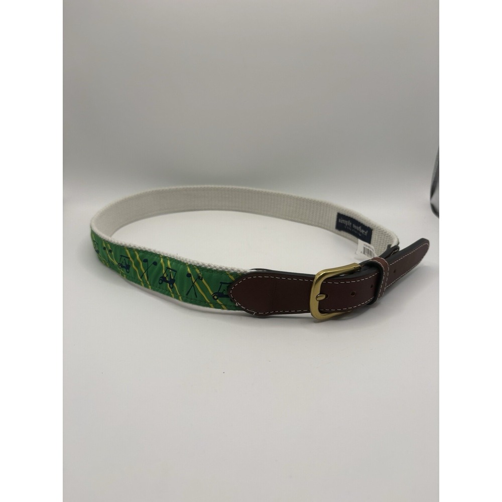 Simply Southern Green Golf Belt Size 32 Golf Cart Clubs Preppy Cloth Mens Small